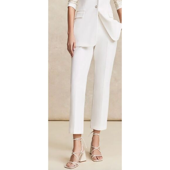 Pearl by Lela Rose Stretch Cotton Susie Pant White Cream Size 8